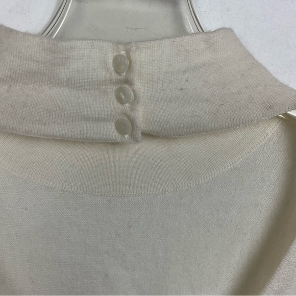 Nicole Miller Sweater Merino Wool Open Back Mock Neck Cream White Womens Sze XL - Picture 4 of 8